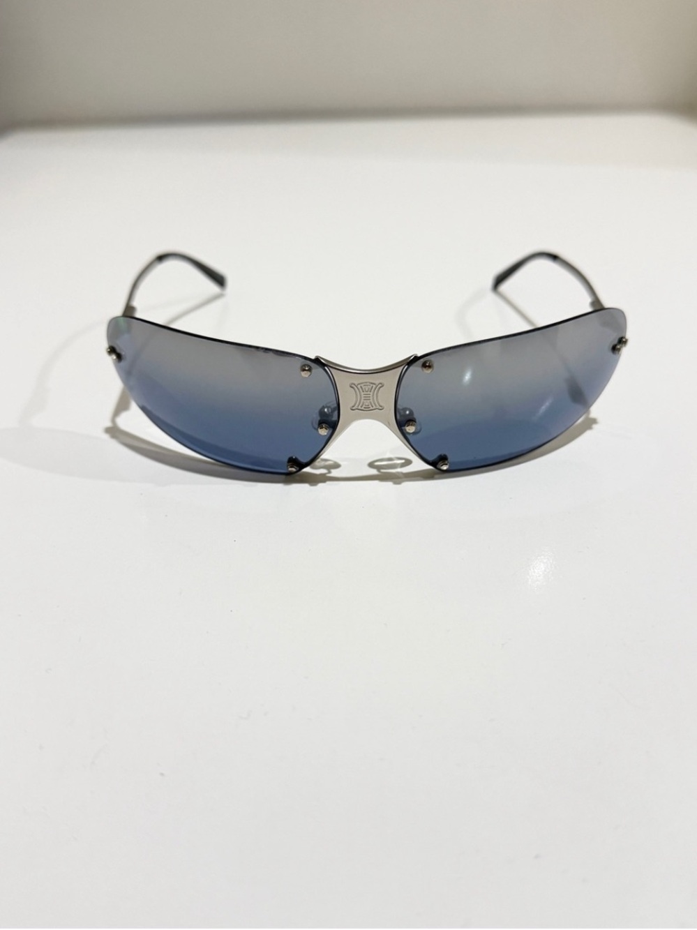 VTG Celine Triomphe Wrap Sunglasses SC 1032 Col 581 Silver Y2K Deadstock Set
